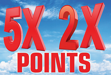 2x and 5x Points Every Monday