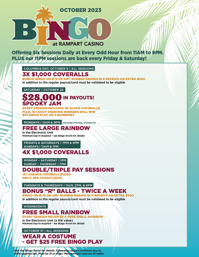 bingo promotions at Rampart Casino