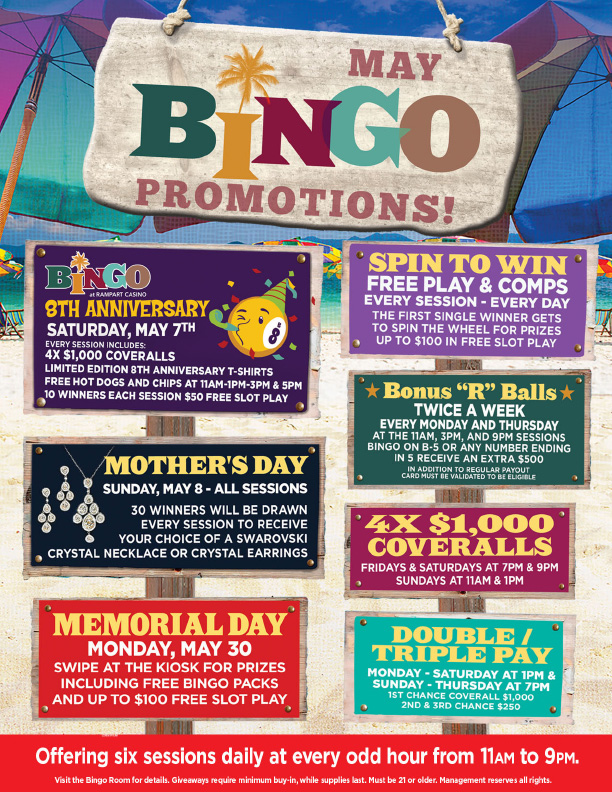 May Bingo Promotions at Rampart Casino