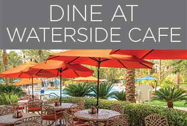 Poolside dining at Waterside Café