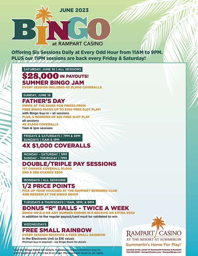 Bingo Promotions at Rampart Casino