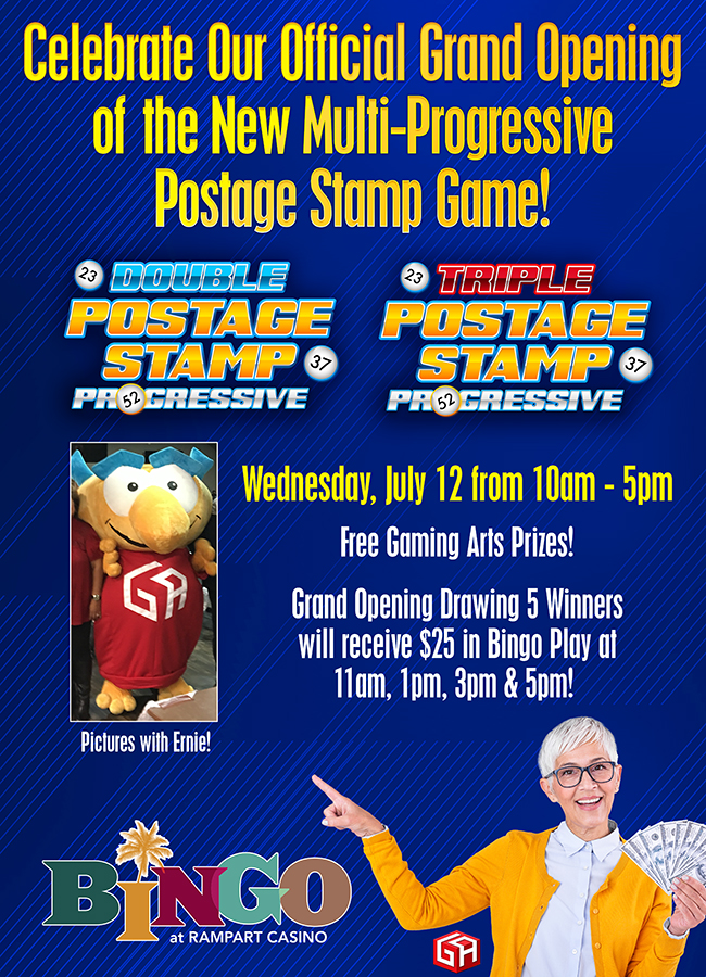 MultiProgressive Postage Stamp Bingo Game Rampart Casino Vegas Event