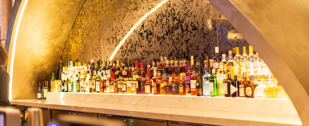 Our High Limit Room Bar is stocked with premium liquor.