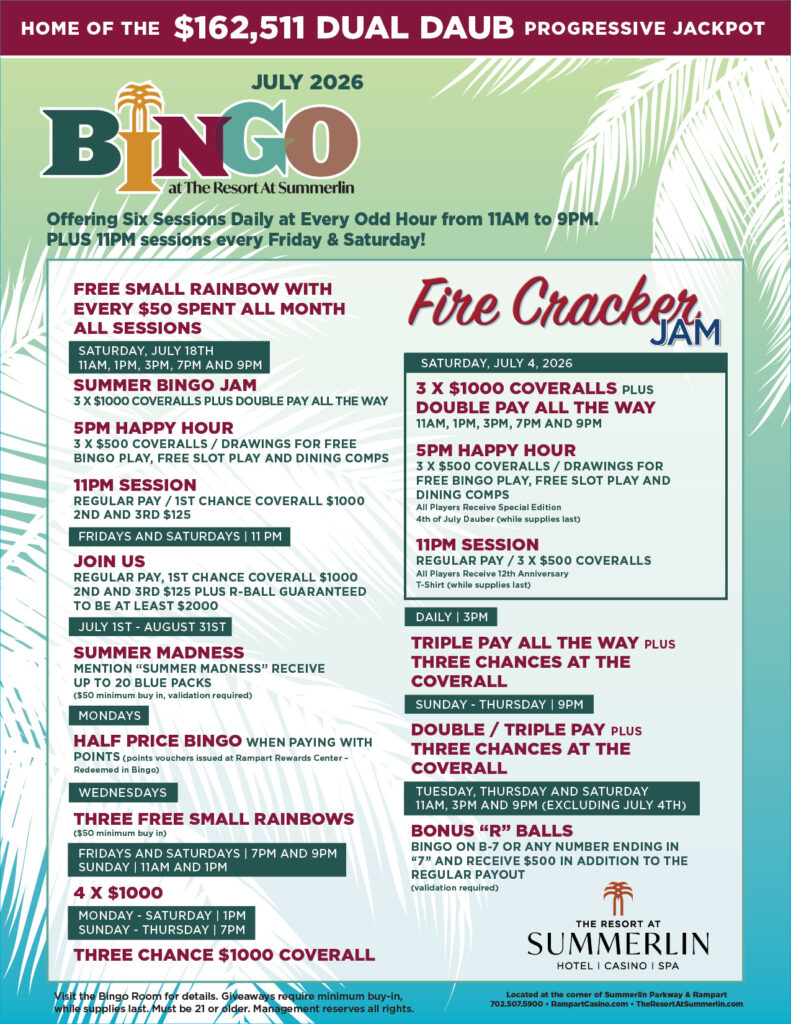 July Bingo Promotions at The Resort at Summerlin